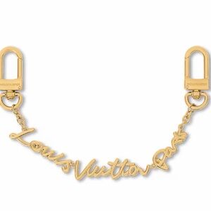 LV Script Chain Bag Charm - Gold Metal key holder - fashion Keychain clip